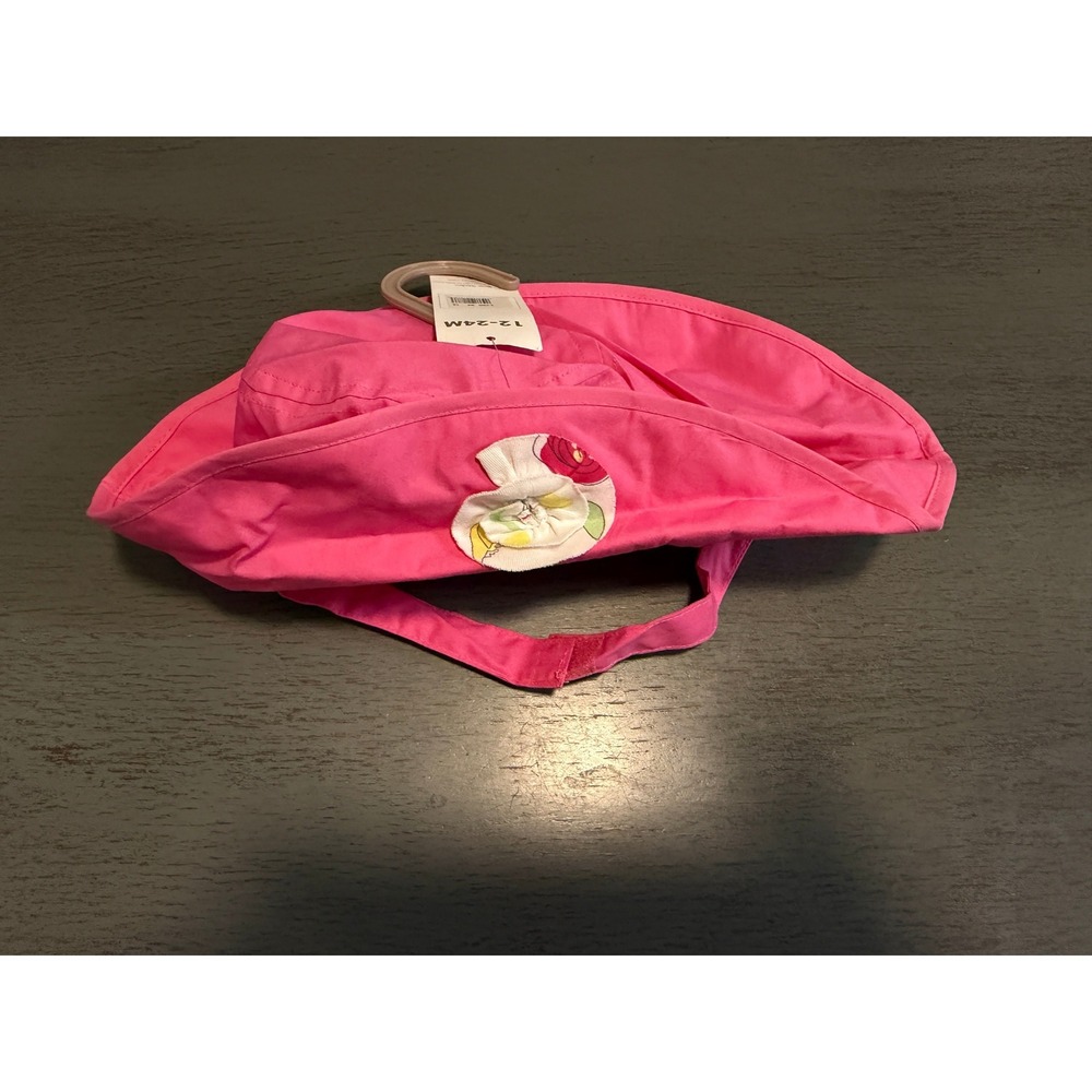 Kushies Baby Rose Garden Pink Sun Hat Floral Applique 12-24M L790 24 18 NWT